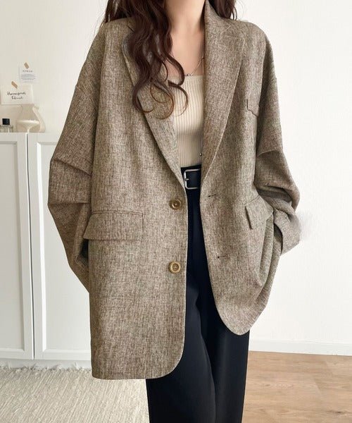 羽織るだけでキマる。袖タックヘリンボーンオーバーサイズジャケット