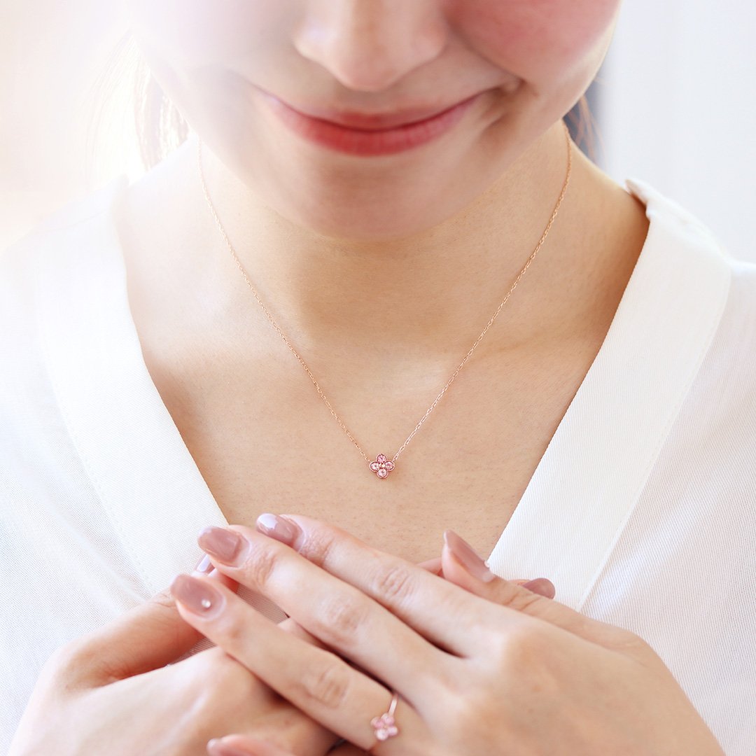 ビズー公式】ピンクトルマリン K18/PTネックレス・アナイス | 希少石