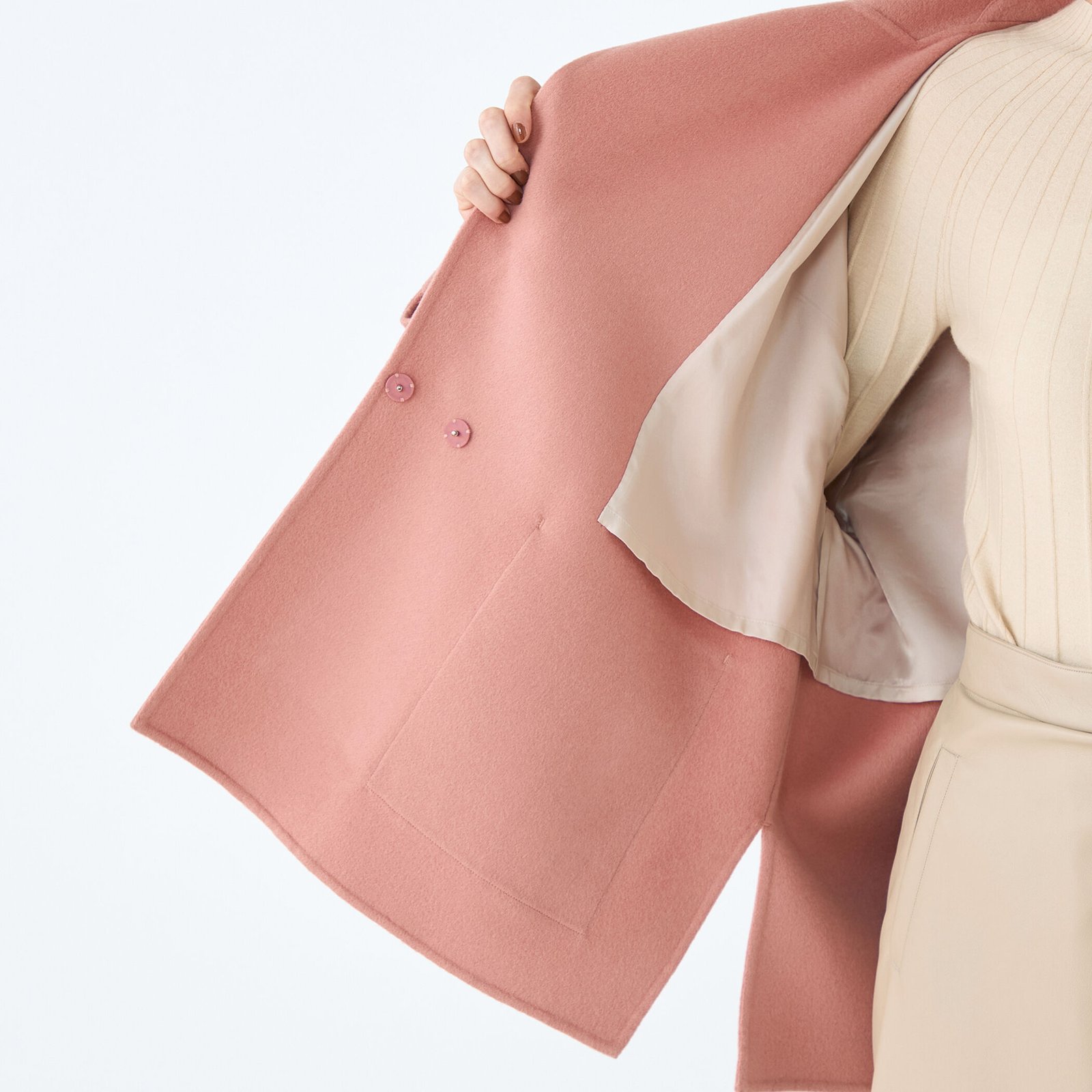 プレミアムウールリバー オープンカラーショートコート