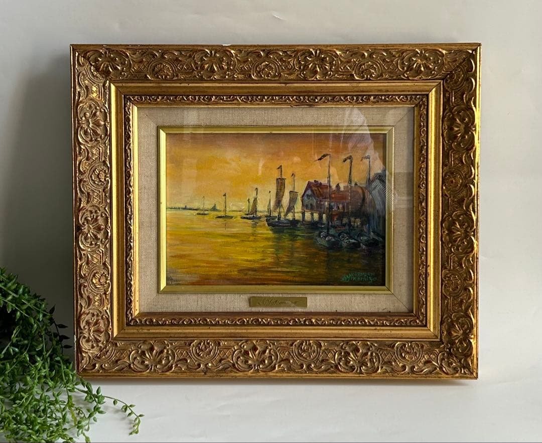 油彩画 Volendam 作家銘あり　額絵　美術品 油彩画 Volendam 作家銘あり 額絵 美術品 油彩画 Volendam 作家銘あり