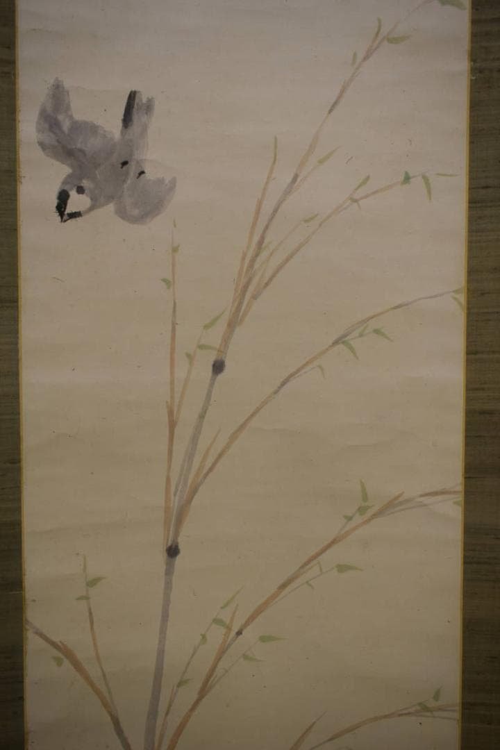 真作/大智勝観/竹に雀図/尾竹越堂の桐極箱付/布袋屋掛軸HG-920 真作/大智勝観/竹に雀図/尾竹越堂の桐極箱付/布袋屋掛軸HG-920 真作/大